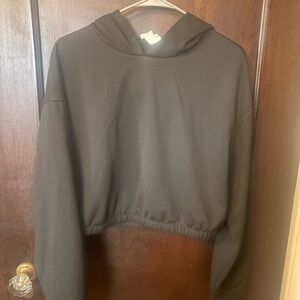 Black Women's Cropped Hoodie & Pant Set.